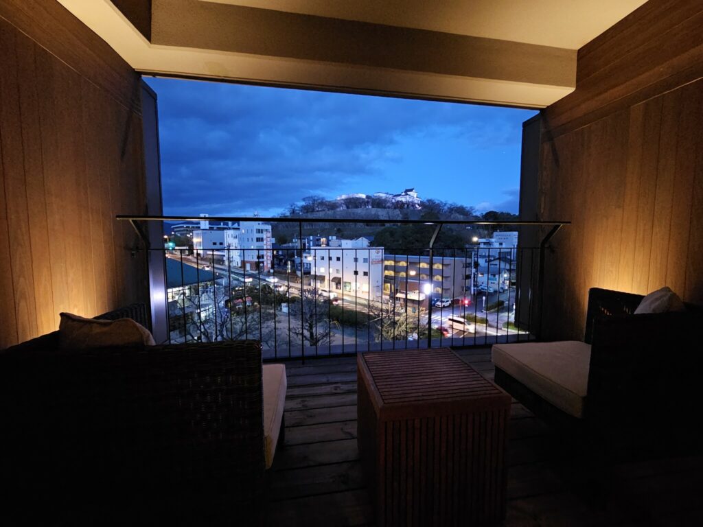 View of Tsuyama Castle from The Shiroyama Terrace Tsuyama Villa at night © Sonja Blaschke