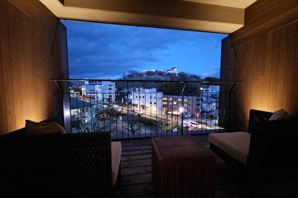 View of Tsuyama Castle from The Shiroyama Terrace Tsuyama Villa at night © Sonja Blaschke