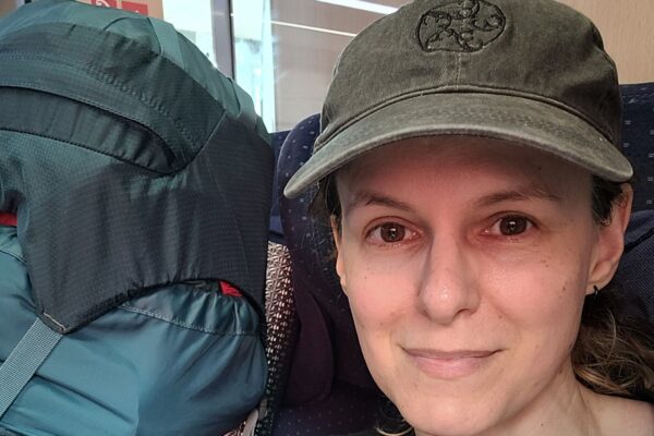 My seat neighbour and me on the way to Wacken – the „before“ photo © Sonja Blaschke