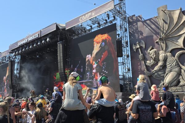 With dino metal band Heavysaurus at Southern Germany’s biggest metal festival © Sonja Blaschke | With dino metal band Heavysaurus at Southern Germany's biggest metal festival © Sonja Blaschke